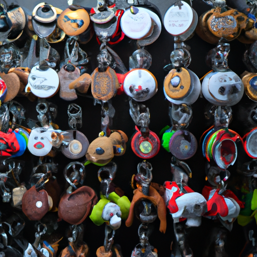 מגוון מחזיקי מפתחות בגדלים וחומרים שונים, לרבות מתכת ועור.
